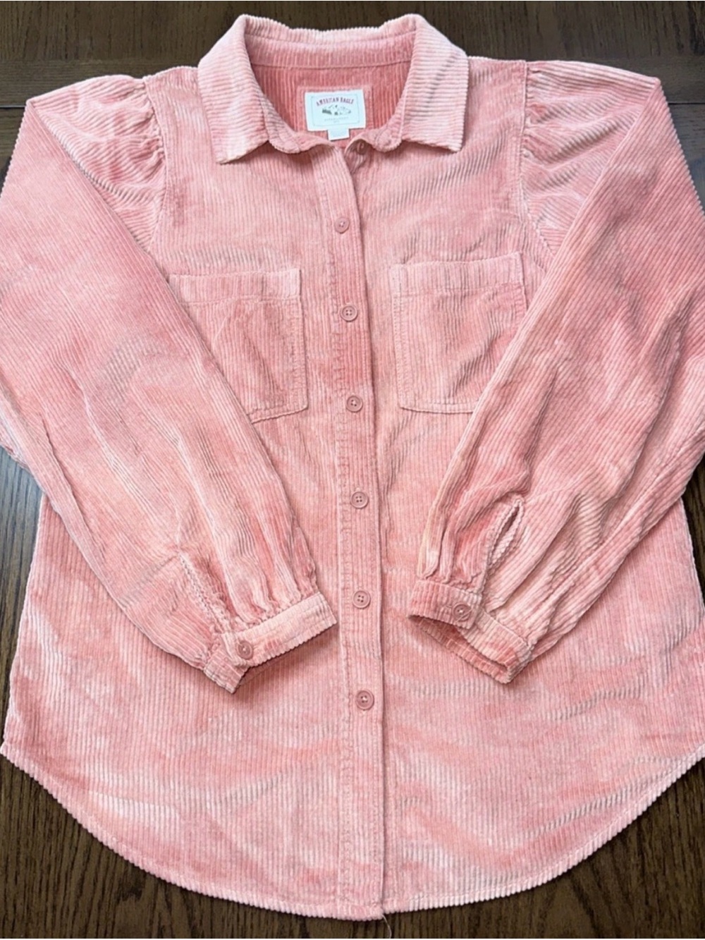 American Eagle Women's Pink/ Peach Color Corduroy Button Down Shirt XS #1177CL